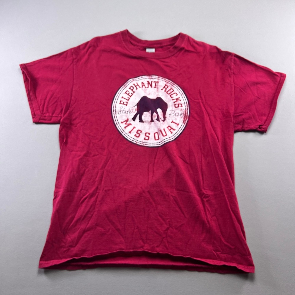 Gildan T Shirt Mens L Burgundy Elephant Rocks State Park Missouri Heavy Cotton